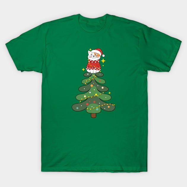 Cat Christmas Tree T-Shirt by Pop Cult Store